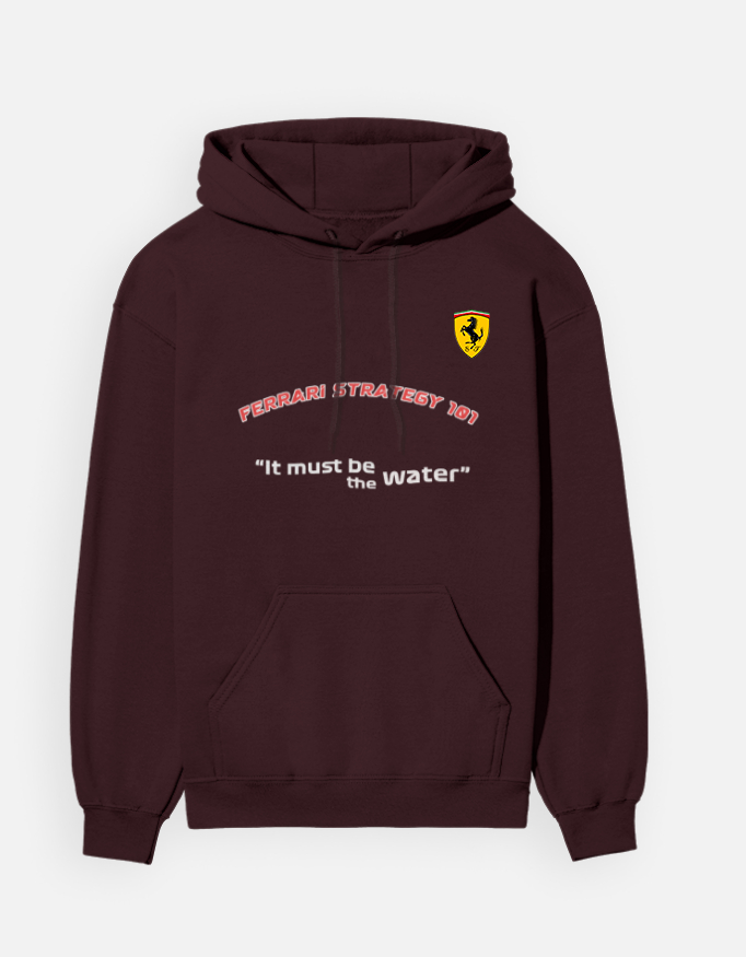 Ferrari Strategy 101 – “It Must Be the Water” | Unisex Fleece Cotton Hoodie