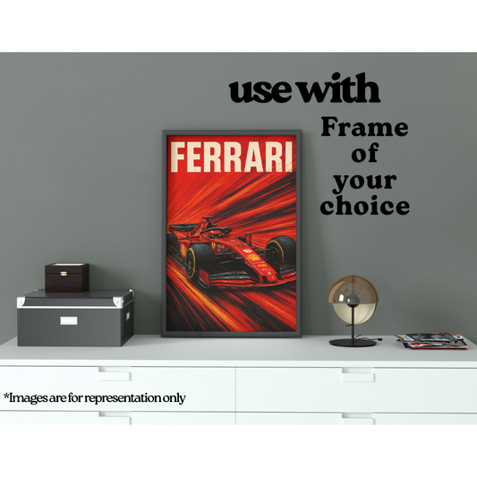 Ferrari F1 Car | Red Crayon Style A3 Poster