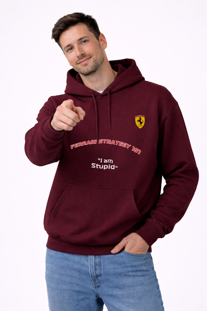 Ferrari Strategy 101 – “I Am Stupid” | Unisex Fleece Cotton Hoodie