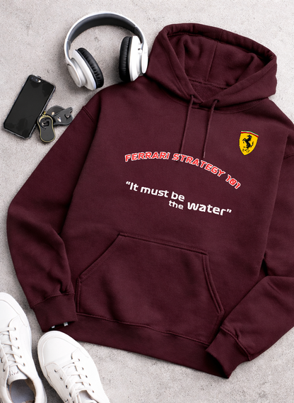 Ferrari Strategy 101 – “It Must Be the Water” | Unisex Fleece Cotton Hoodie