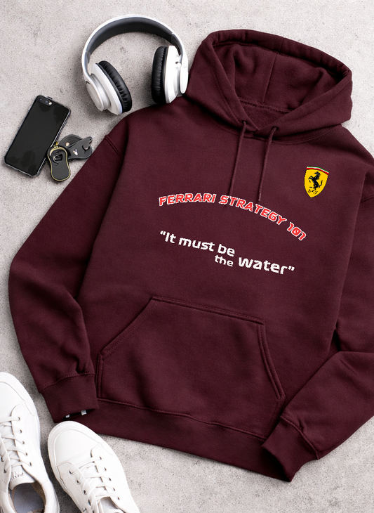 Ferrari Strategy 101 – “It Must Be the Water” | Unisex Fleece Cotton Hoodie