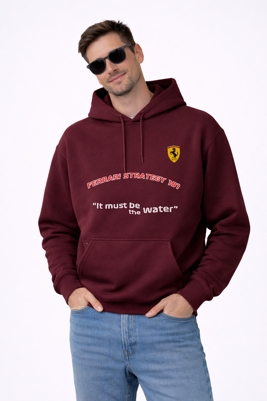 Ferrari Strategy 101 – “It Must Be the Water” | Unisex Fleece Cotton Hoodie