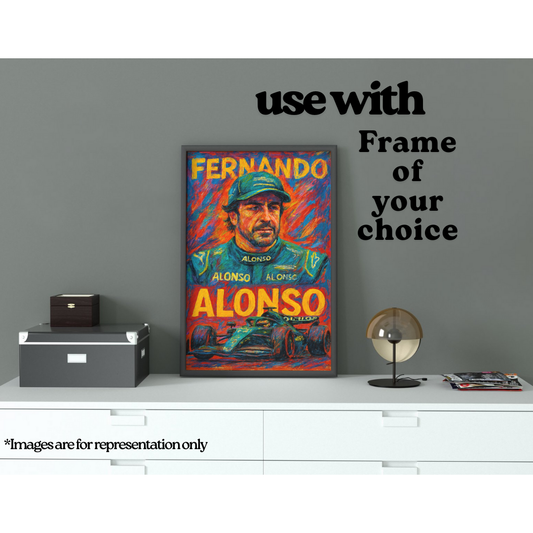 Fernando Alonso | Crayon Stroke F1 A3 Poster