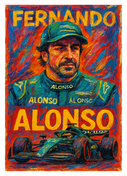 Fernando Alonso | Crayon Stroke F1 A3 Poster