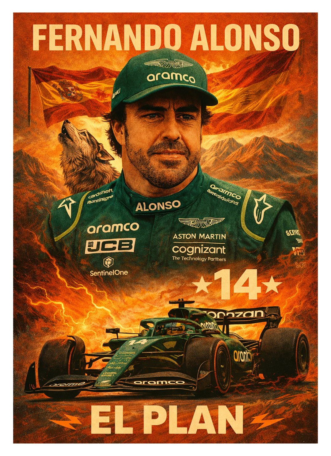EL PLAN – Fernando Alonso | Aston Martin F1 A3 Poster