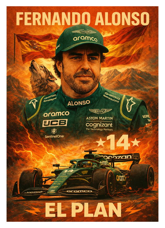 EL PLAN – Fernando Alonso | Aston Martin F1 A3 Poster