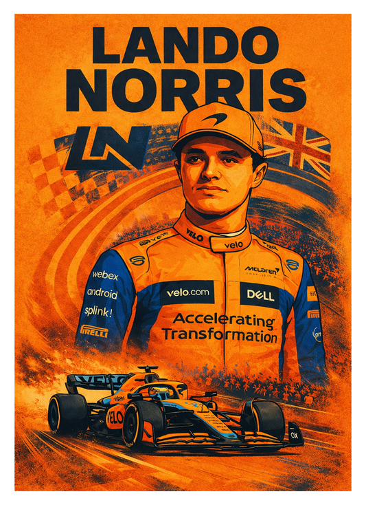 Lando Norris A3 Poster | Crayon Style F1 Print