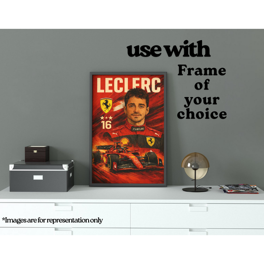 Charles Leclerc A3 Poster | Red Crayon Style F1 Ferrari