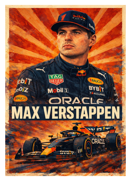 Max Verstappen A3 Poster | Crayon Style Formula 1 Art Print