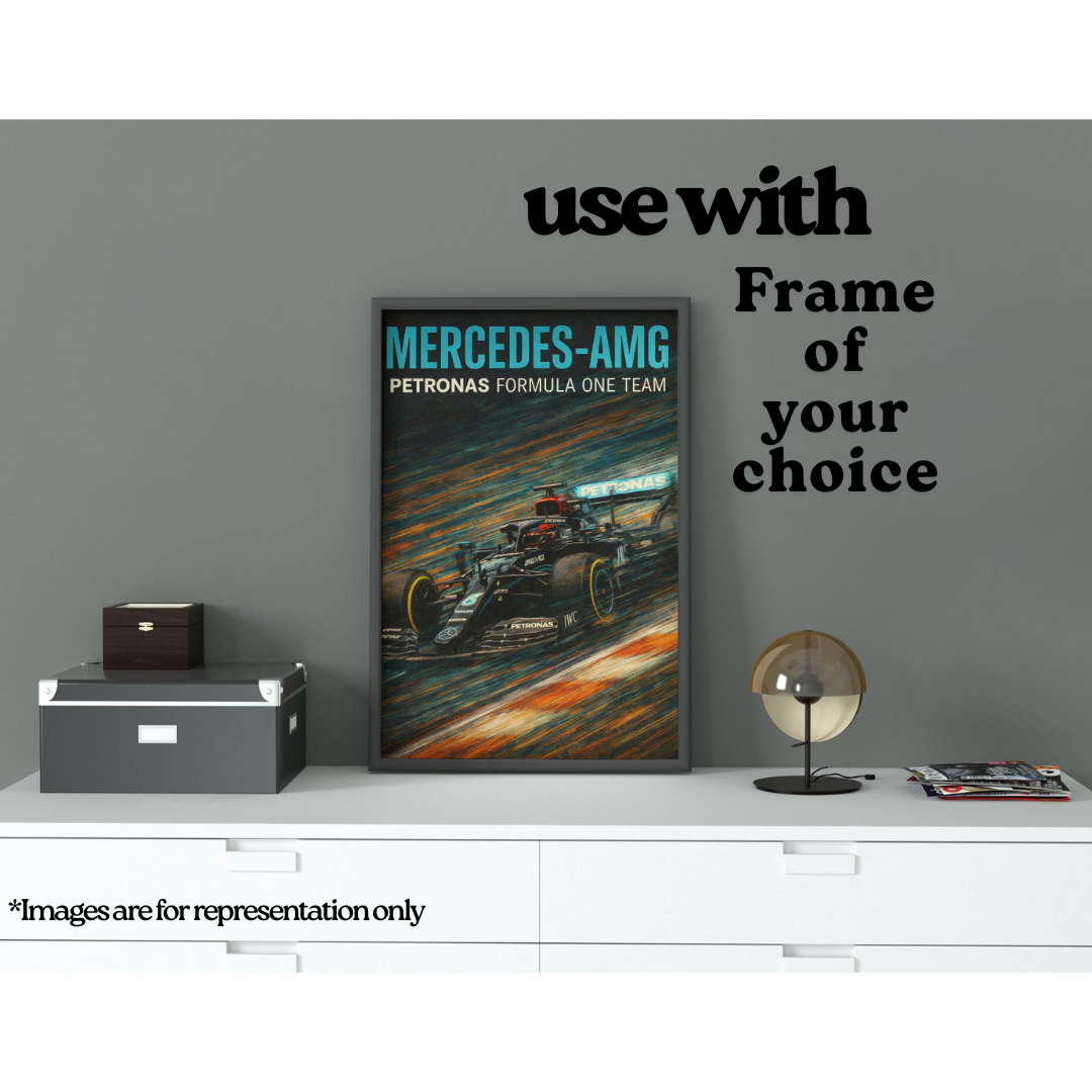 Mercedes F1 Car | Crayon Stroke Speed A3 Poster