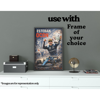 Esteban Ocon A3 Poster | Maiden F1 Win