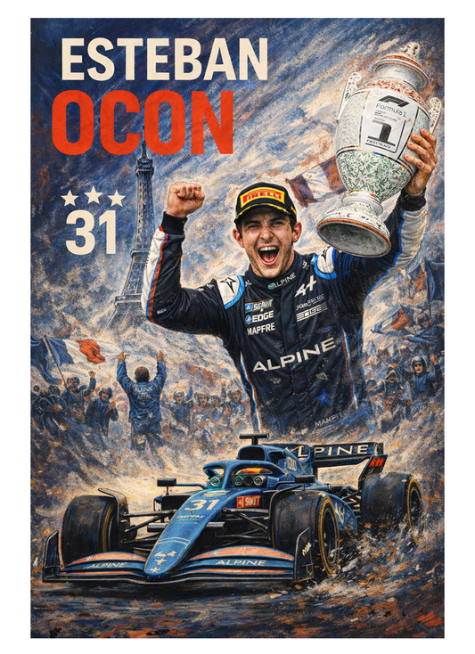 Esteban Ocon A3 Poster | Maiden F1 Win